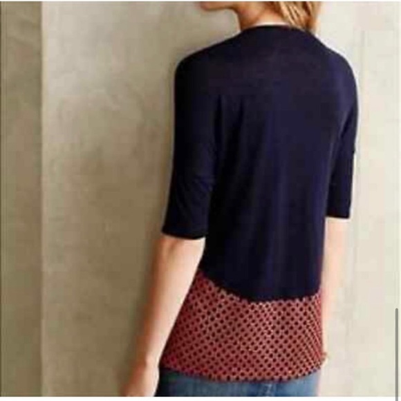 Anthropologie Yellow Bird Hi Low Top Shirt sz S Red Blue Tunic - Picture 2 of 8